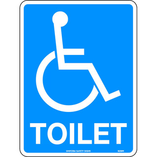 140x120mm - Self Adhesive - Packet of 4 - Disabled Toilet-Blue-140x120mm