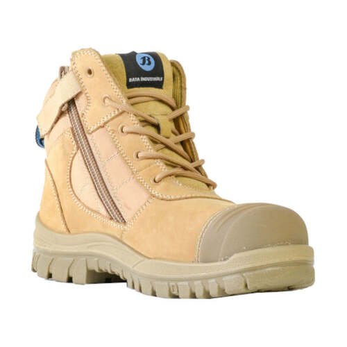 WORKWEAR, SAFETY & CORPORATE CLOTHING SPECIALISTS Naturals - Zippy - Wheat Nubuck Zip / Lace Safety Boot-Wheat-6.5