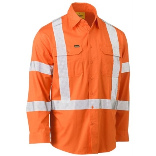 WORKWEAR, SAFETY & CORPORATE CLOTHING SPECIALISTS Taped X-Back Biomotion Cool Lightweight Hi Vis Drill Shirt - Long Sleeve
