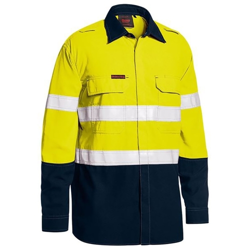 WORKWEAR, SAFETY & CORPORATE CLOTHING SPECIALISTS Tencate Tecasafe® Plus Taped  Two Tone Hi Vis Fr Lightweight Vented Shirt - Long Sleeve