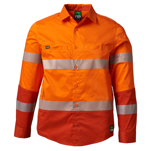 WORKWEAR, SAFETY & CORPORATE CLOTHING SPECIALISTS LSH-2T - Hi Vis Reflective Stretch Work Shirt-Orange-M