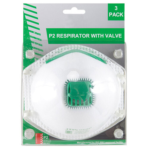 WORKWEAR, SAFETY & CORPORATE CLOTHING SPECIALISTS - JB's Blister (3Pc) P2 Respirator With Valve