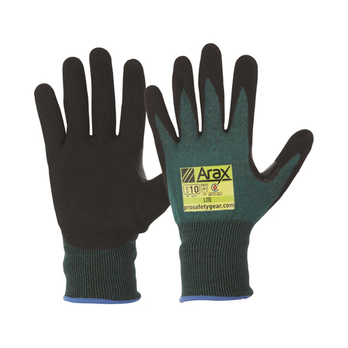 WORKWEAR, SAFETY & CORPORATE CLOTHING SPECIALISTS - Arax Green Nitrile Sand Dip Palm Gloves