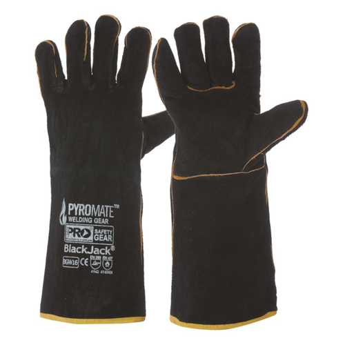 WORKWEAR, SAFETY & CORPORATE CLOTHING SPECIALISTS Pyromate Black Jack - Black & Gold Welders Glove