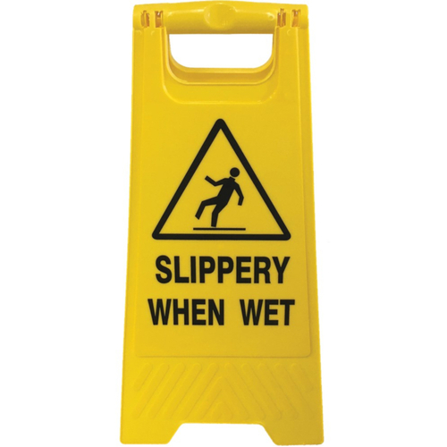 WORKWEAR, SAFETY & CORPORATE CLOTHING SPECIALISTS - DISCONTINUED - Floor Stand Yellow 'Slippery When Wet'
