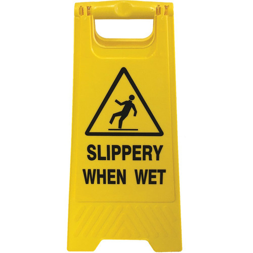 WORKWEAR, SAFETY & CORPORATE CLOTHING SPECIALISTS DISCONTINUED - Floor Stand Yellow 'Slippery When Wet'