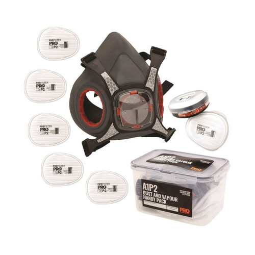 WORKWEAR, SAFETY & CORPORATE CLOTHING SPECIALISTS DUST AND VAPOUR KIT H/MASK & 5 PAIR PRE FILTER REPLACEMENTS HANDY PACK