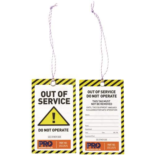 WORKWEAR, SAFETY & CORPORATE CLOTHING SPECIALISTS Safety Tag "OUT OF SERVICE" 125mm x 75mm - Pack of 100
