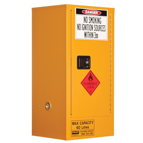 WORKWEAR, SAFETY & CORPORATE CLOTHING SPECIALISTS - Flammable Storage Cabinet 60L 1 Door, 2 Shelf