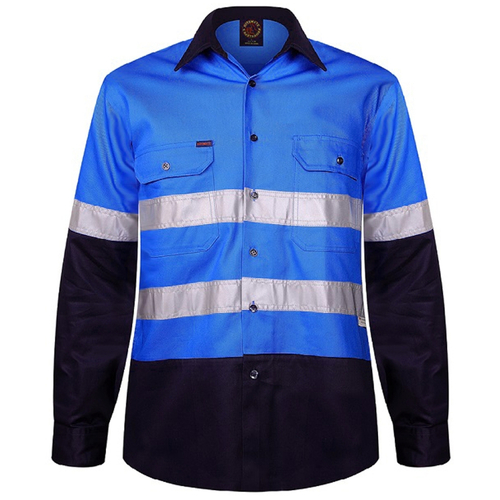 WORKWEAR, SAFETY & CORPORATE CLOTHING SPECIALISTS - 2 Tone Open Front L/S Shirt with 3M 8910 Reflective Tape