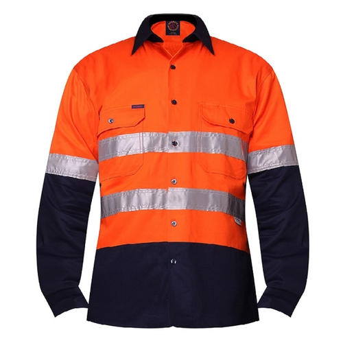 WORKWEAR, SAFETY & CORPORATE CLOTHING SPECIALISTS 2 Tone Open Front L/S Shirt with 3M 8910 Reflective Tape