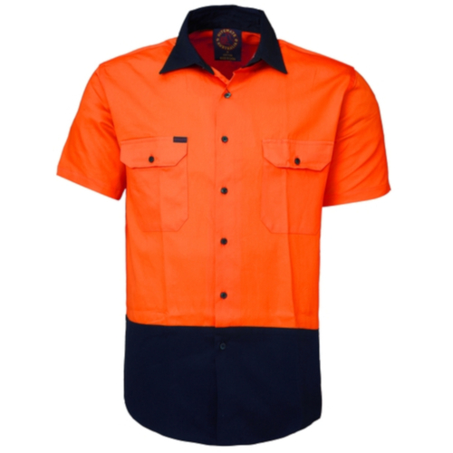 WORKWEAR, SAFETY & CORPORATE CLOTHING SPECIALISTS - Open Front 2 Tone Shirt - Short Sleeve