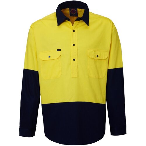 WORKWEAR, SAFETY & CORPORATE CLOTHING SPECIALISTS Closed Front 2 Tone Shirt - Long Sleeve