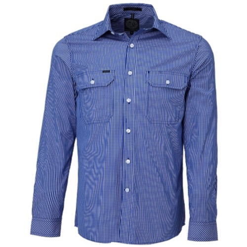 WORKWEAR, SAFETY & CORPORATE CLOTHING SPECIALISTS - Pilbara Men's Long Sleeve Shirt - Double Pockets - Small Check