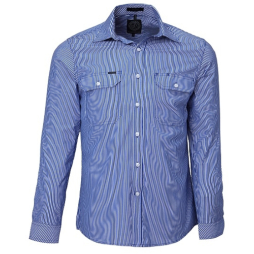 WORKWEAR, SAFETY & CORPORATE CLOTHING SPECIALISTS - Pilbara Men's Long Sleeve Shirt - Double Pockets - Small Stripe