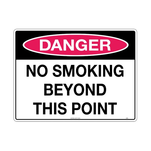 WORKWEAR, SAFETY & CORPORATE CLOTHING SPECIALISTS - 240x180mm - Self Adhesive - Danger No Smoking Beyond This Point