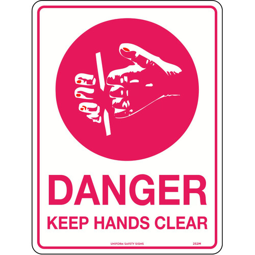 WORKWEAR, SAFETY & CORPORATE CLOTHING SPECIALISTS - 240x180mm - Self Adhesive - Danger Keep Hands Clear