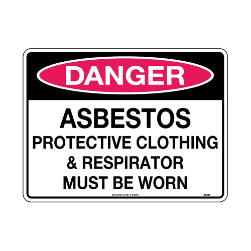 WORKWEAR, SAFETY & CORPORATE CLOTHING SPECIALISTS - 600x400mm - Metal - Danger Asbestos Protective Clothing & Respirator Must be Worn