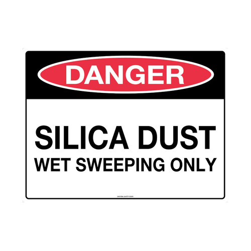 WORKWEAR, SAFETY & CORPORATE CLOTHING SPECIALISTS - 600x400mm - Poly - Danger Silica Dust Hazard Wet Sweeping Only