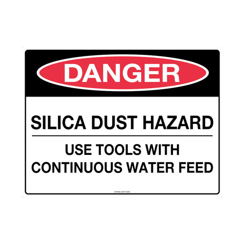 WORKWEAR, SAFETY & CORPORATE CLOTHING SPECIALISTS - 600x400mm - Poly - Danger Silica Dust Hazard Use Tools etc