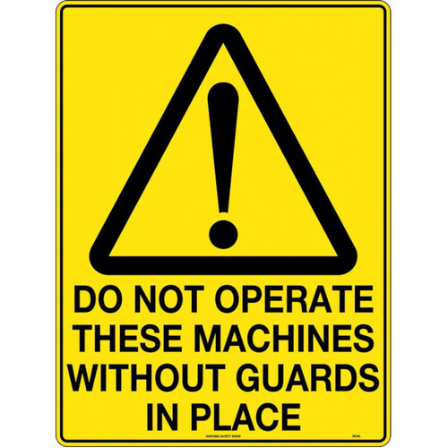 WORKWEAR, SAFETY & CORPORATE CLOTHING SPECIALISTS - 140x120mm - Self Adhesive - Packet of 4 - Do Not Operate These Machines Without Guards in Place