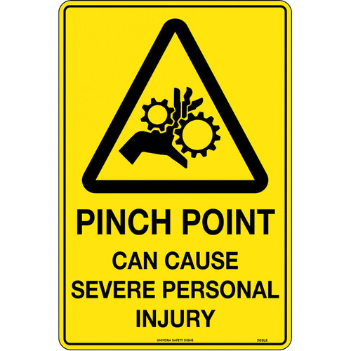 WORKWEAR, SAFETY & CORPORATE CLOTHING SPECIALISTS - 600x400mm - Metal - Caution Pinch Point Can Cause Severe Personal Injury