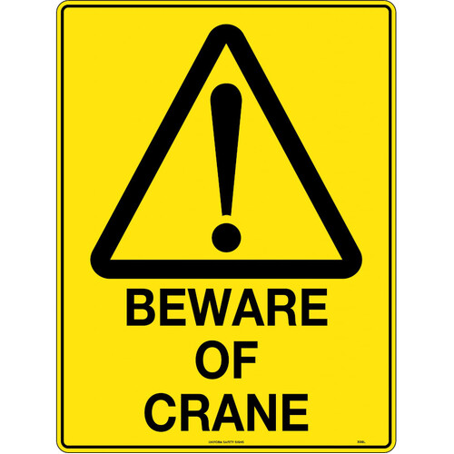 WORKWEAR, SAFETY & CORPORATE CLOTHING SPECIALISTS - 240x180mm - Self Adhesive - Blk/Ylw - Beware of Crane