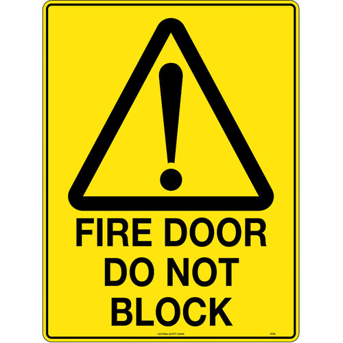 WORKWEAR, SAFETY & CORPORATE CLOTHING SPECIALISTS - 240x180mm - Self Adhesive - Blk/Ylw - Fire Door Do Not Block