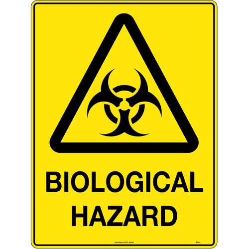 WORKWEAR, SAFETY & CORPORATE CLOTHING SPECIALISTS - 240x180mm - Self Adhesive - Blk/Ylw - Caution Biological Hazard