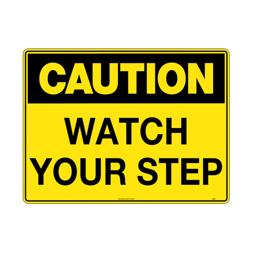 WORKWEAR, SAFETY & CORPORATE CLOTHING SPECIALISTS - 240x180mm - Self Adhesive - Blk/Ylw - Caution Watch Your Step