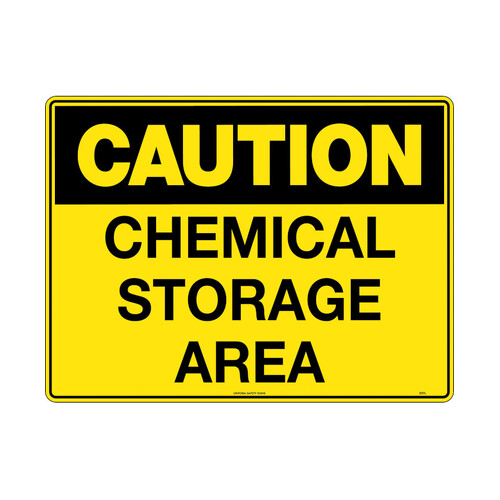 WORKWEAR, SAFETY & CORPORATE CLOTHING SPECIALISTS - 240x180mm - Self Adhesive - Blk/Ylw - Caution Chemical Storage Area