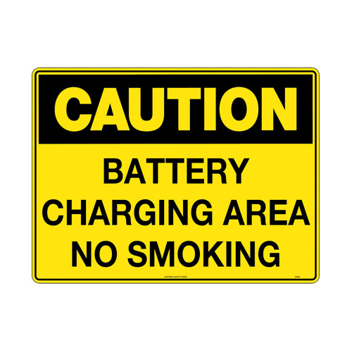 WORKWEAR, SAFETY & CORPORATE CLOTHING SPECIALISTS - 600x400mm - Poly - Caution Battery Charging Area No Smoking