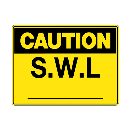 WORKWEAR, SAFETY & CORPORATE CLOTHING SPECIALISTS - 240x180mm - Self Adhesive - Blk/Ylw - Caution S.W.L.