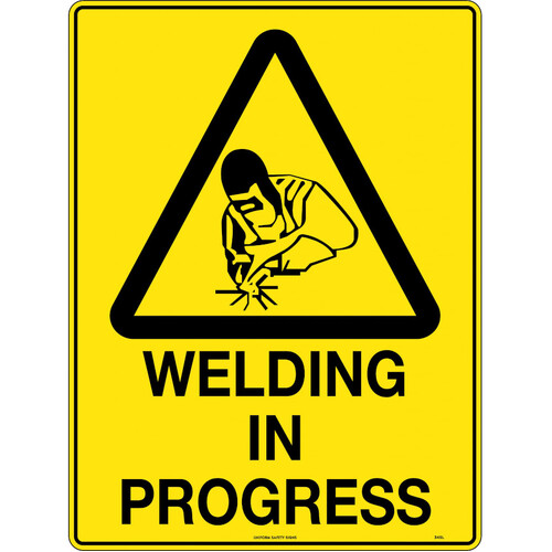 WORKWEAR, SAFETY & CORPORATE CLOTHING SPECIALISTS - 240x180mm - Self Adhesive - Blk/Ylw - Welding in Progress