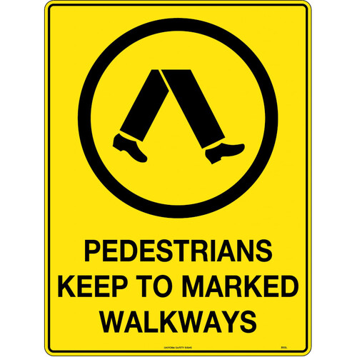 WORKWEAR, SAFETY & CORPORATE CLOTHING SPECIALISTS - 240x180mm - Self Adhesive - Pedestrians Keep To Marked Walkway