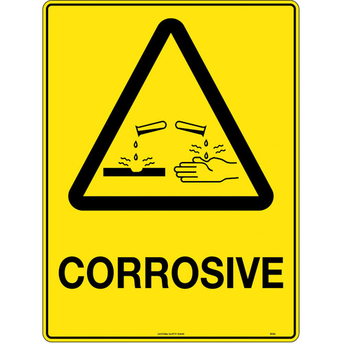 WORKWEAR, SAFETY & CORPORATE CLOTHING SPECIALISTS - 240x180mm - Self Adhesive - Blk/Ylw - Corrosive