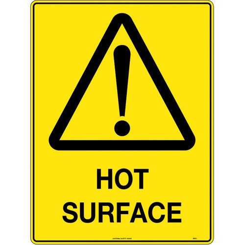 WORKWEAR, SAFETY & CORPORATE CLOTHING SPECIALISTS - 240x180mm - Self Adhesive - Blk/Ylw - Hot Surface