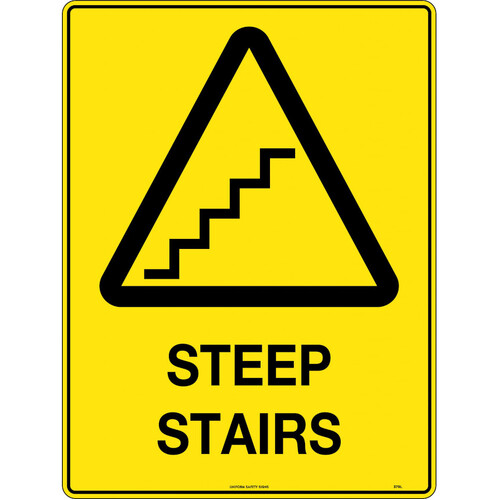 WORKWEAR, SAFETY & CORPORATE CLOTHING SPECIALISTS - 450x300mm - Metal - Caution Steep Stairs