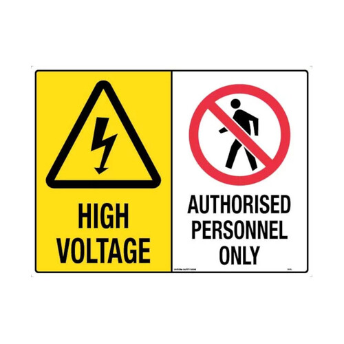 WORKWEAR, SAFETY & CORPORATE CLOTHING SPECIALISTS - 600x400mm - Metal - Multi Sign - High Voltage/Authorised Personnel Only