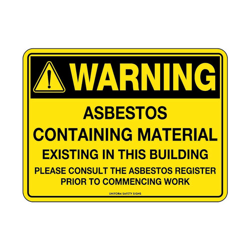 WORKWEAR, SAFETY & CORPORATE CLOTHING SPECIALISTS - 300x225mm - Metal - Warning Asbestos Existing in This Building