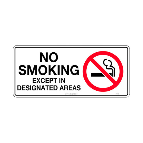 WORKWEAR, SAFETY & CORPORATE CLOTHING SPECIALISTS - 300x140mm - Self Adhesive - No Smoking Except in Designated Areas