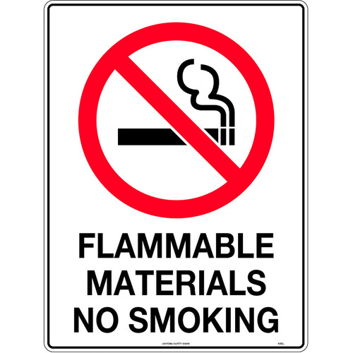 WORKWEAR, SAFETY & CORPORATE CLOTHING SPECIALISTS - 450x300mm - Poly - Flammable Materials No Smoking