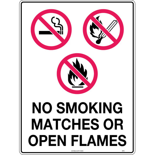 WORKWEAR, SAFETY & CORPORATE CLOTHING SPECIALISTS - 300x225mm - Poly - No Smoking Matches or Open Flames