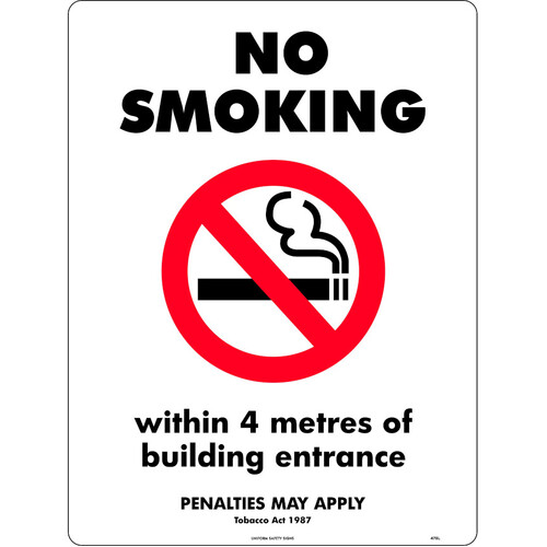 WORKWEAR, SAFETY & CORPORATE CLOTHING SPECIALISTS - 240x180mm - Self Adhesive - No Smoking, Within 4 Metres Of Building Entrance (Penalties May Apply) T