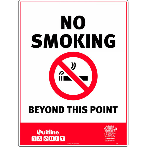 WORKWEAR, SAFETY & CORPORATE CLOTHING SPECIALISTS - 450x300mm - Metal - No Smoking, Beyond This Point (QLD Standard)