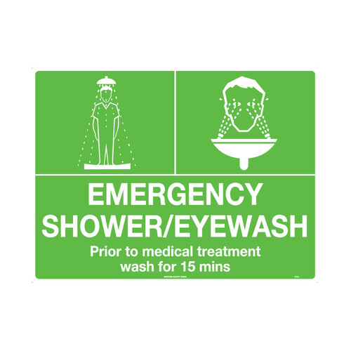 WORKWEAR, SAFETY & CORPORATE CLOTHING SPECIALISTS - 240x180mm - Self Adhesive - Emergency Shower/Eyewash