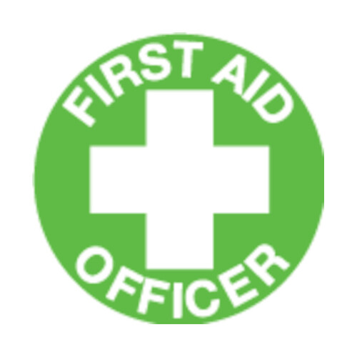 WORKWEAR, SAFETY & CORPORATE CLOTHING SPECIALISTS - 50mm Disc - Self Adhesive - Sheet of 12 - First Aid Officer Pictogram