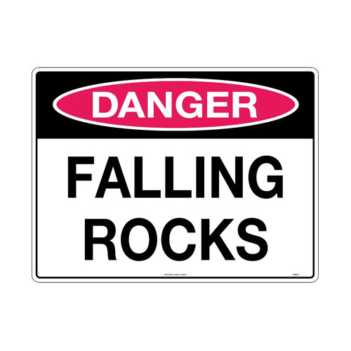 WORKWEAR, SAFETY & CORPORATE CLOTHING SPECIALISTS - 600x400mm - Metal, Class 1 Reflective - Danger Falling Rocks