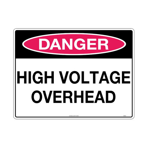 WORKWEAR, SAFETY & CORPORATE CLOTHING SPECIALISTS - 600x400mm - Metal, Class 1 Reflective - Danger High Voltage Overhead