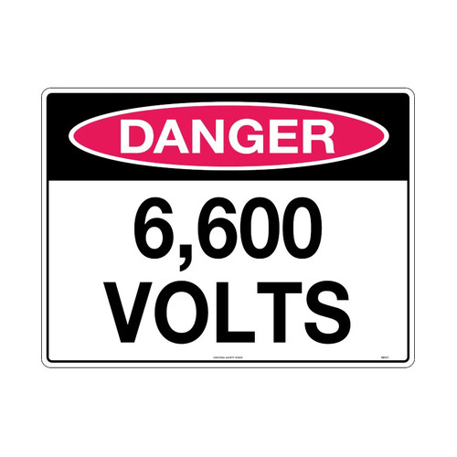 WORKWEAR, SAFETY & CORPORATE CLOTHING SPECIALISTS - 600x400mm - Metal, Class 1 Reflective - Danger 6,600 Volts